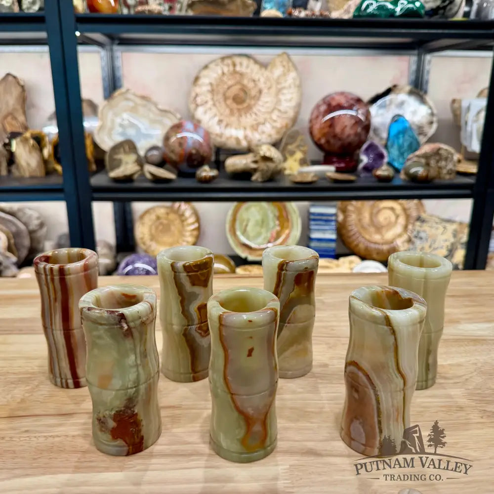 Green Banded Calcite Bamboo Vase | Pen Holder - Vase