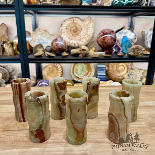 Green Banded Calcite Bamboo Vase | Pen Holder - Vase