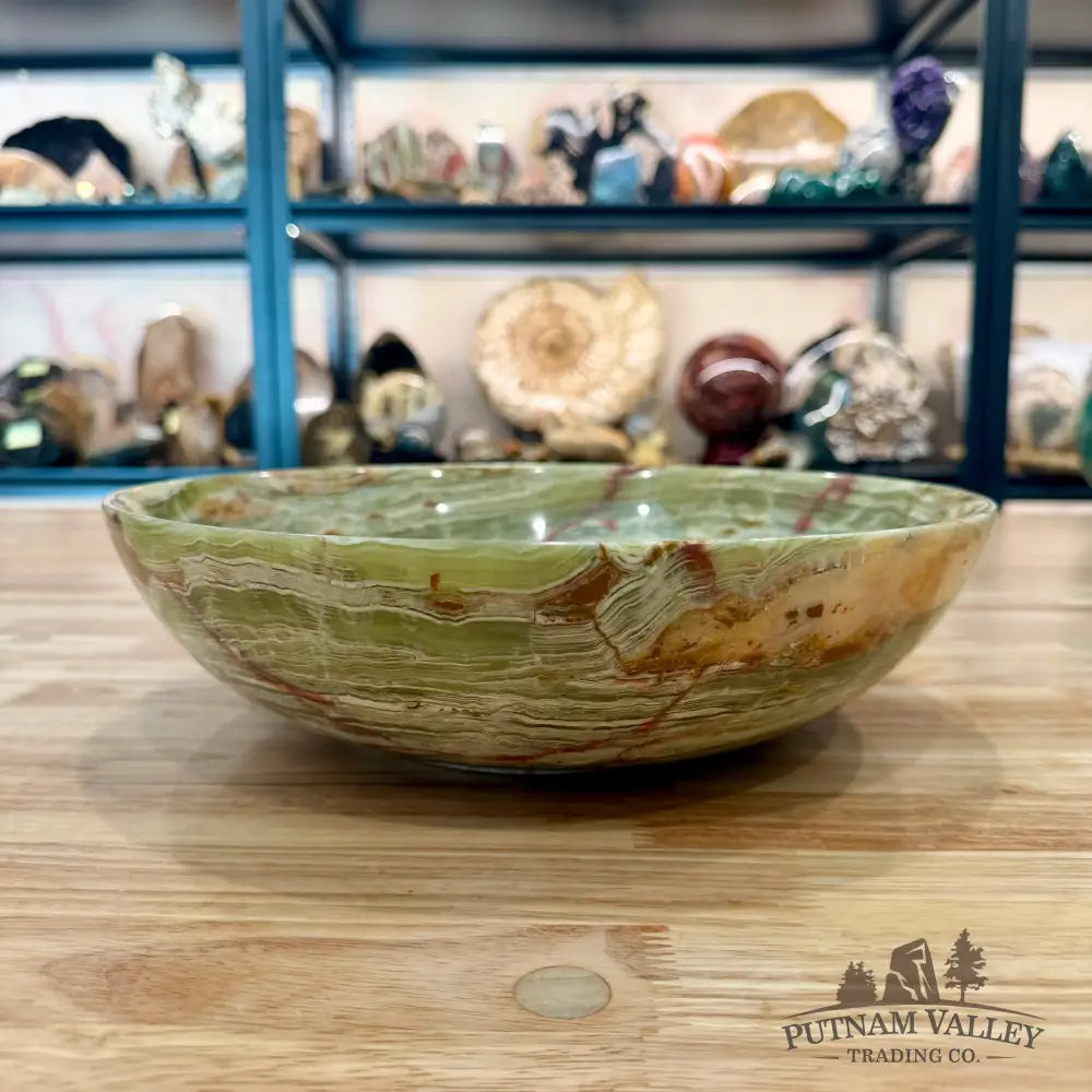 Green Banded Calcite Bowl 12’’ - Bowl