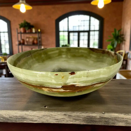 Green Banded Calcite Bowl 12’’ Bowl