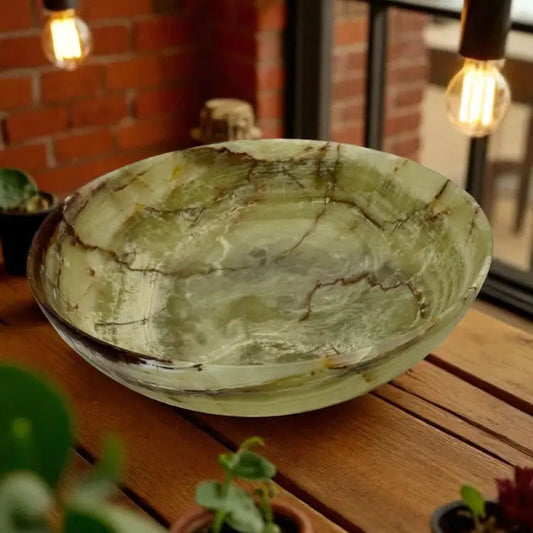 Green Banded Calcite Bowl 12’’ Bowl