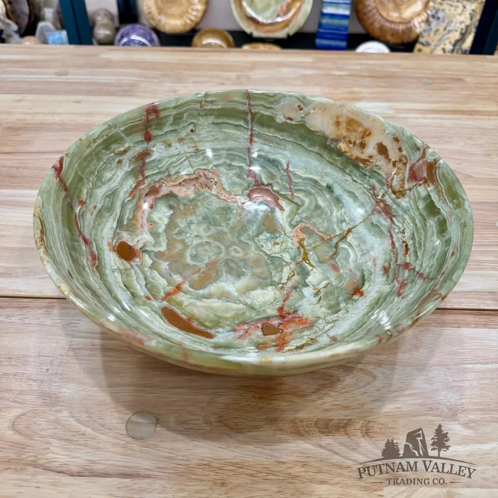 Green Banded Calcite Bowl 12’’ - Bowl