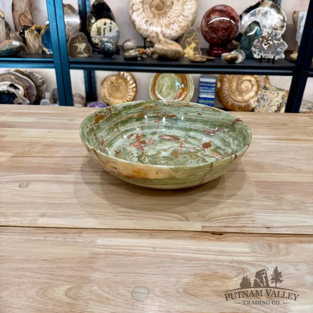 Green Banded Calcite Bowl 12’’ - Bowl