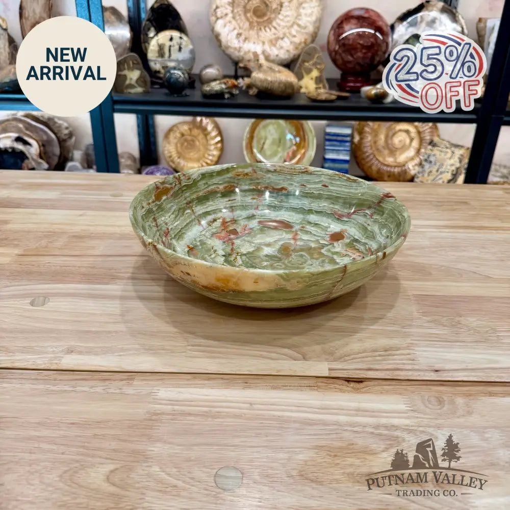 Green Banded Calcite Bowl 12’’ - Bowl