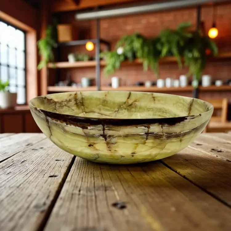 Green Banded Calcite Bowl 12’’ Bowl