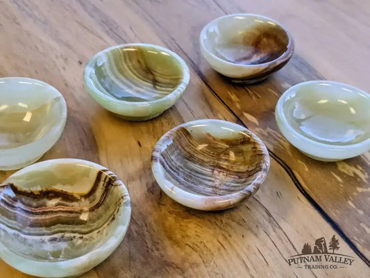 Green Banded Calcite Bowl 2" - Putnam Valley Trading Co.