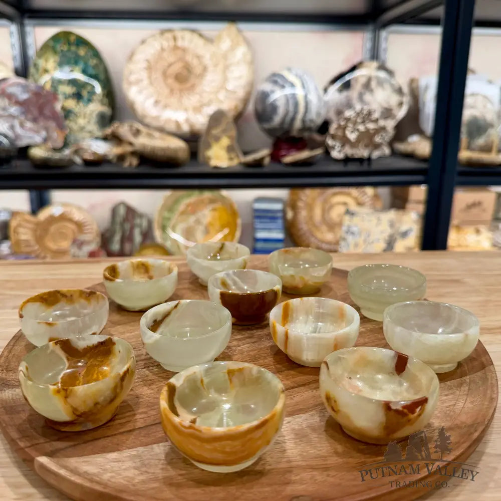 Green Banded Calcite Bowl 2’’ | Pakistan Onyx - Bowl