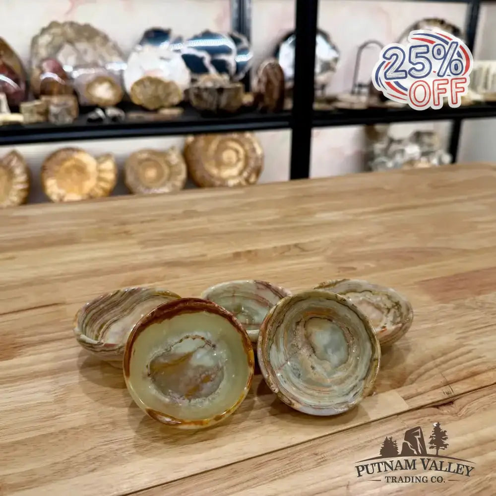 Green Banded Calcite Bowls 3" - Putnam Valley Trading Co.