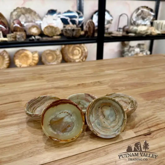 Green Banded Calcite Bowls 3" - Putnam Valley Trading Co.