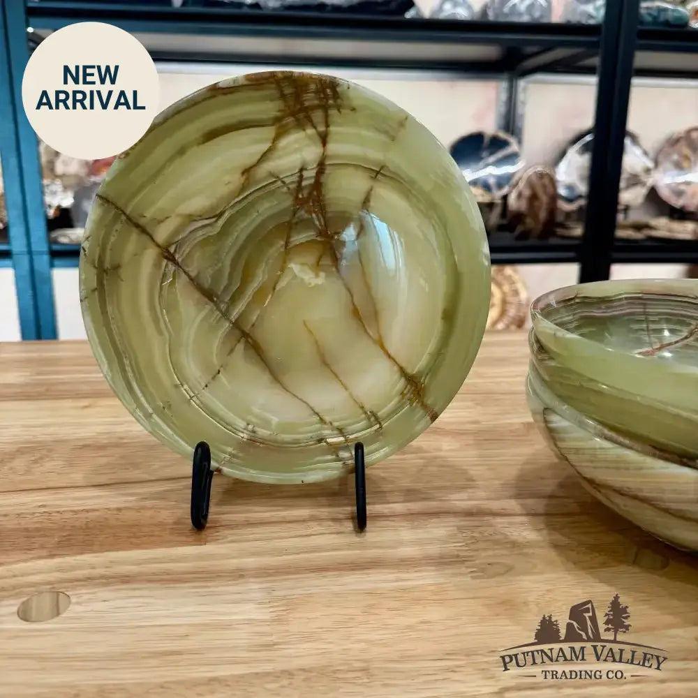 Green Banded Calcite Bowls 8" - Putnam Valley Trading Co.