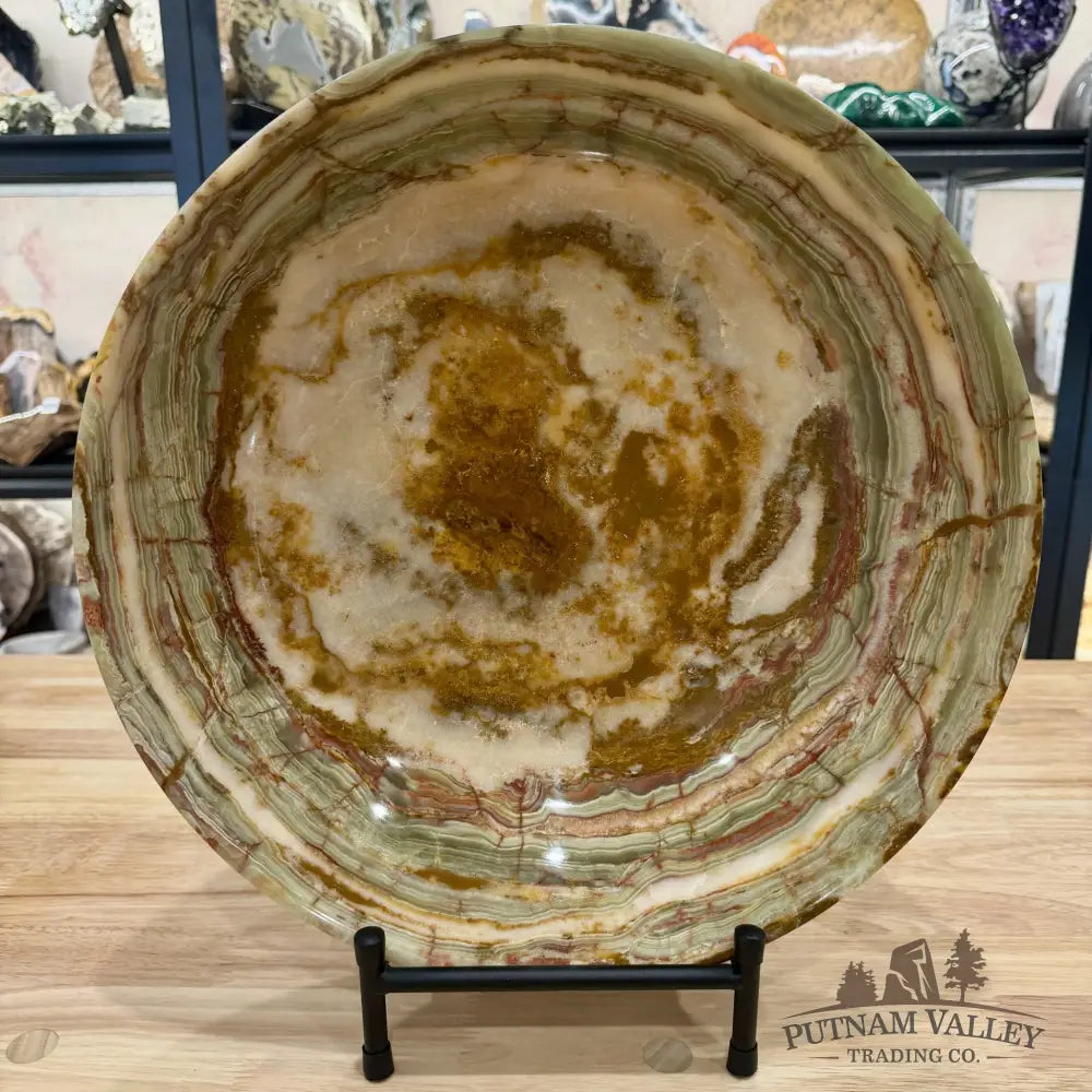 Green Banded Calcite Bowl 13.9’’ - Bowl