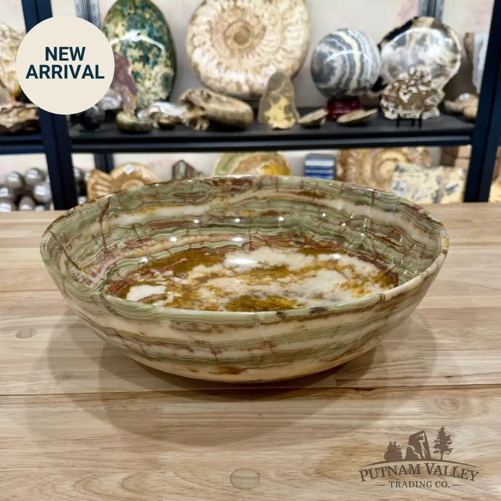 Green Banded Calcite Bowl 13.9’’ - Bowl
