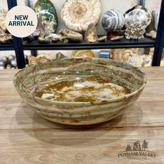 Green Banded Calcite Bowl 13.9’’ - Bowl