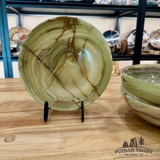 Green Banded Calcite Bowls 8" - Putnam Valley Trading Co.