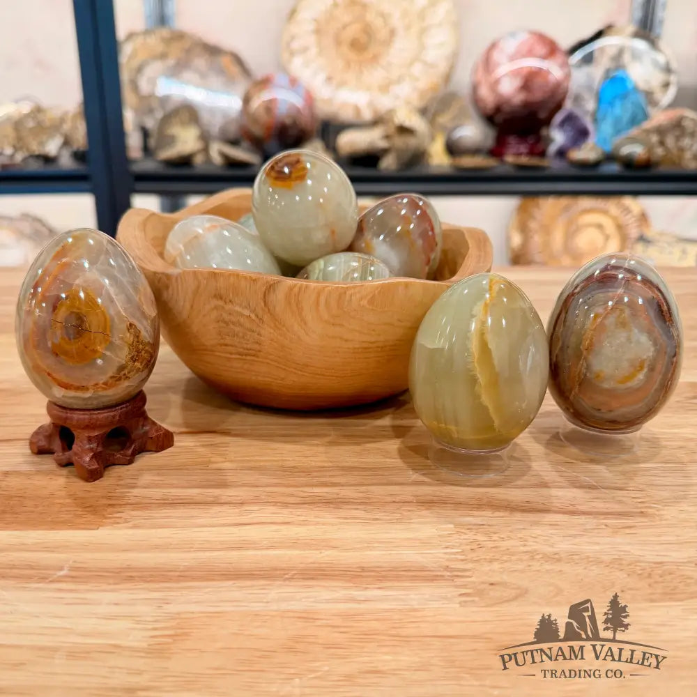 Green Banded Calcite Eggs - 2.6’’ - 2.8’’ - Egg