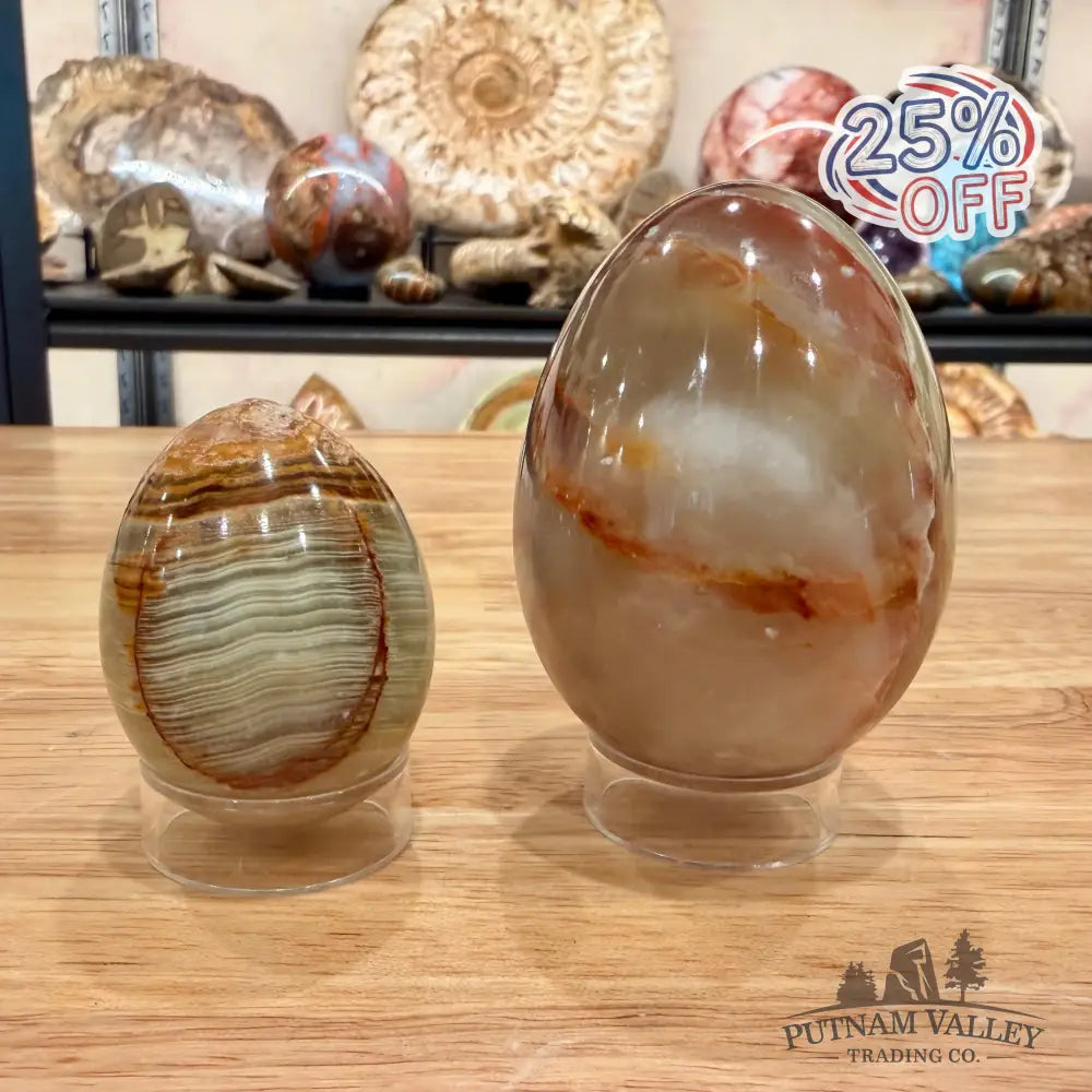 Green Banded Calcite Eggs - Egg