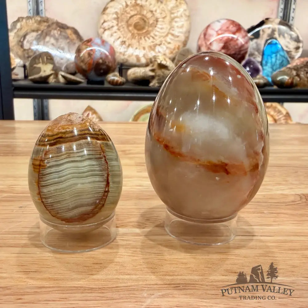 Green Banded Calcite Eggs - Egg