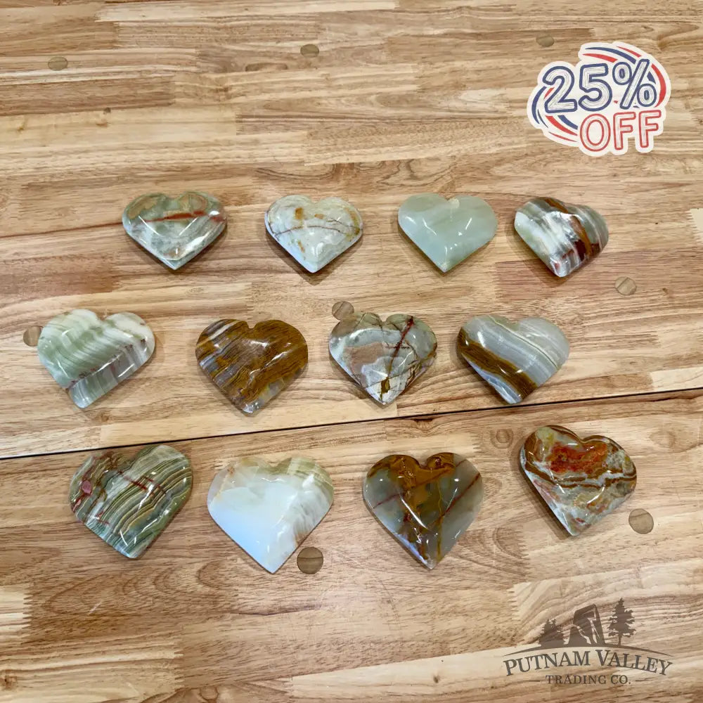 Green Banded Calcite Hand-Polished Heart 3.5’’ Heart