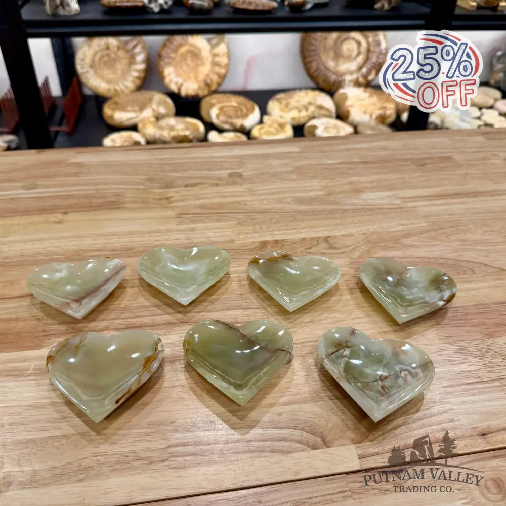 Green Banded Calcite Heart Dish 3.5’’ Plate
