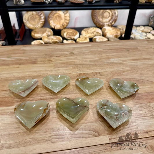 Green Banded Calcite Heart Dish 3.5’’ Plate