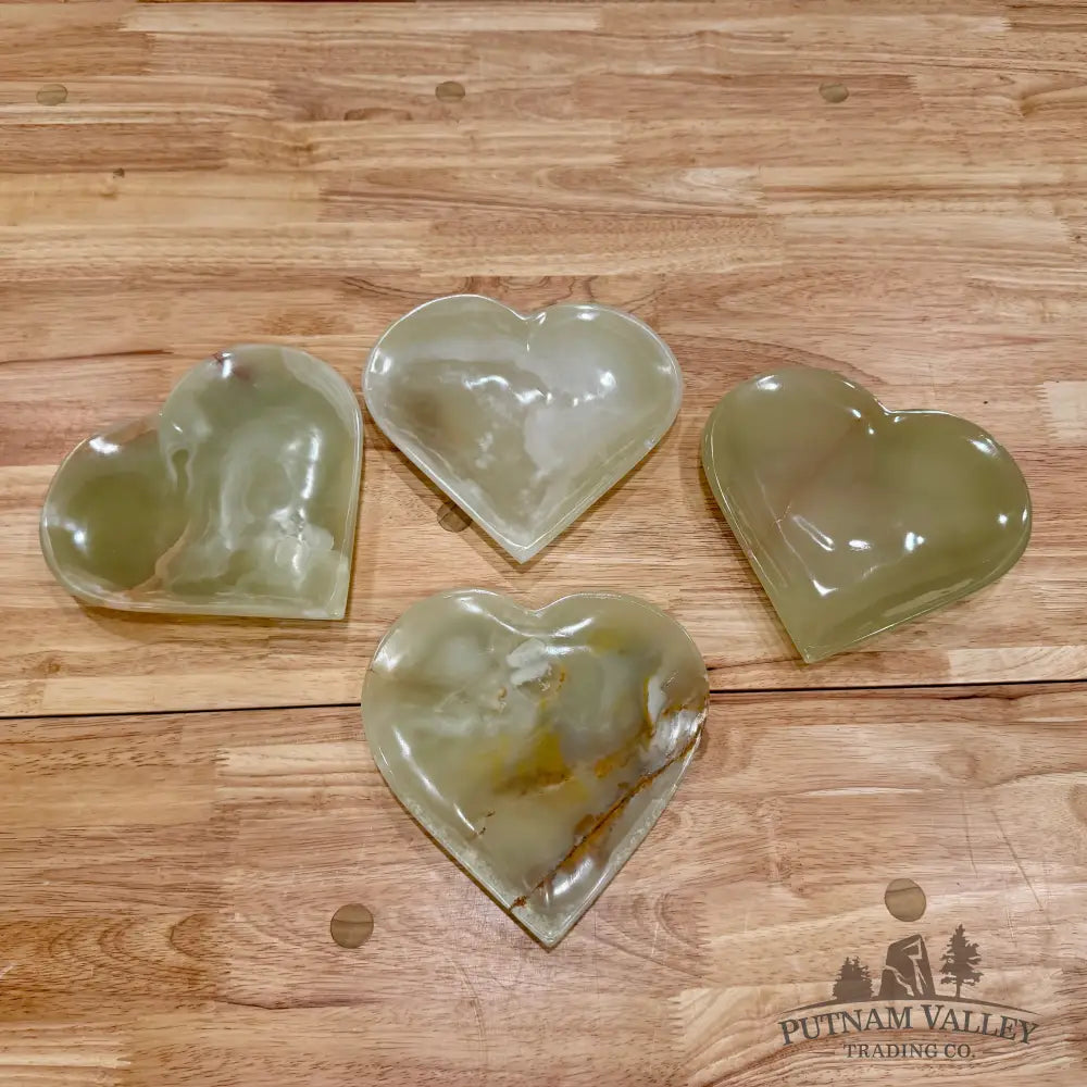 Green Banded Calcite Heart Dish 6.5’’ Plate