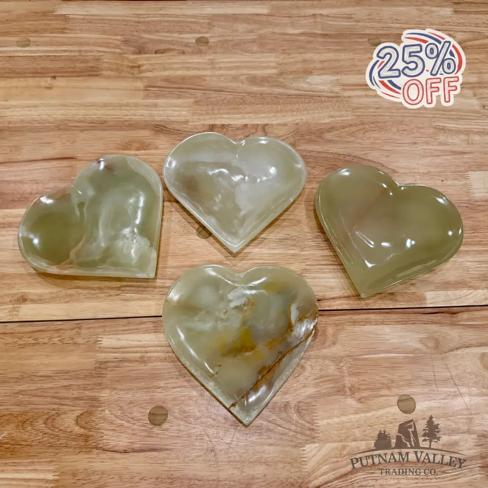 Green Banded Calcite Heart Dish 6.5’’ Plate