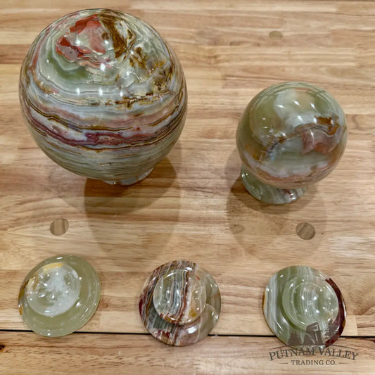 Green Banded Calcite Large Sphere Stand Accessory