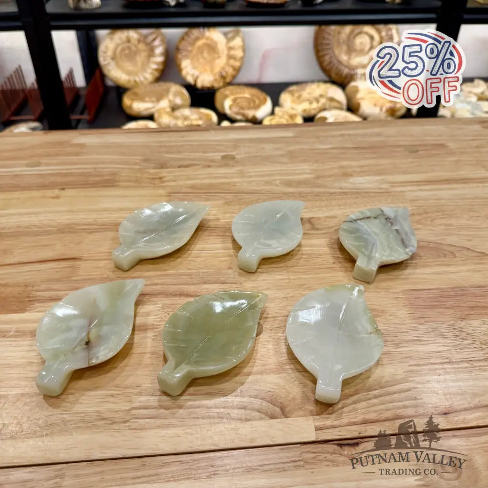 Green Banded Calcite Leaf Dish 4.5’’ Plate