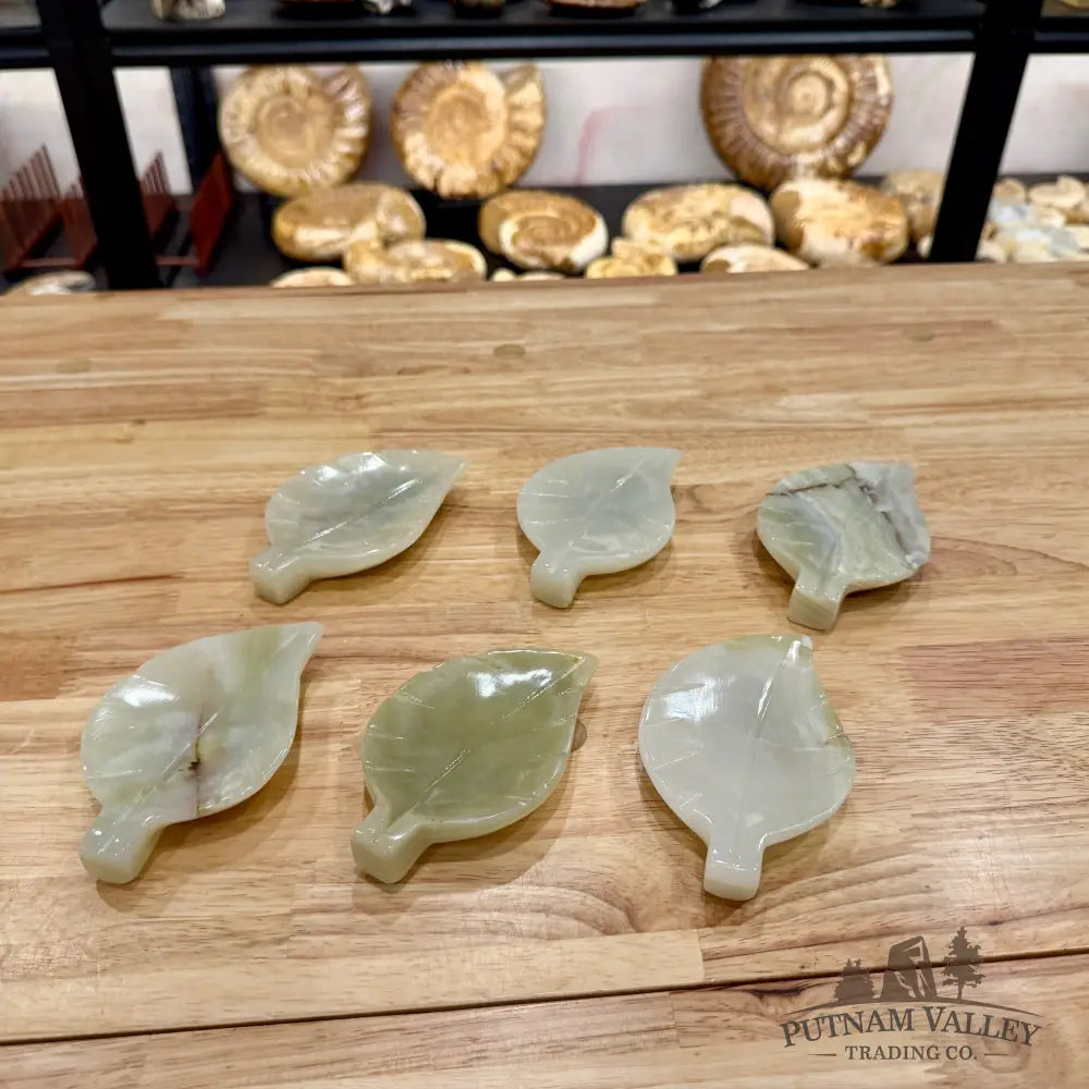 Green Banded Calcite Leaf Dish 4.5’’ Plate