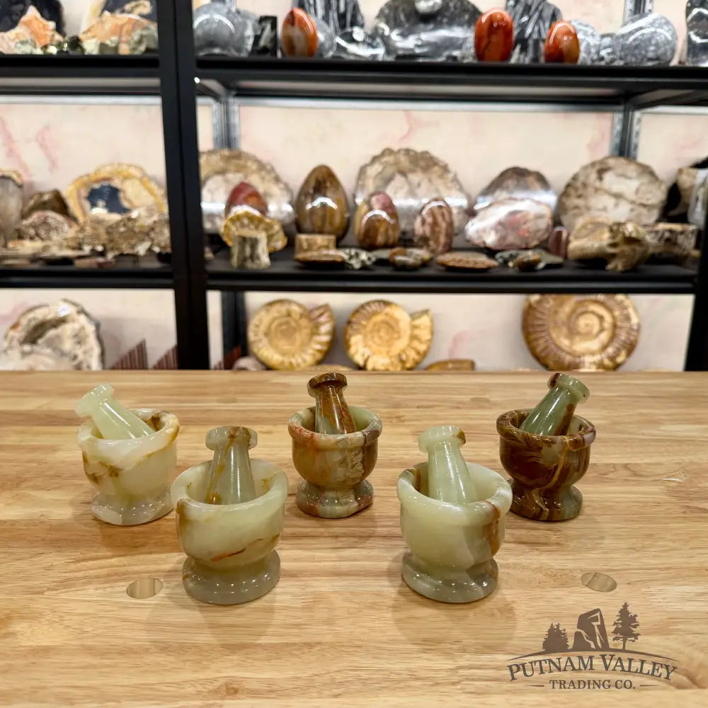 Banded Calcite Mortar & Pestle 2.5’’ Bowl