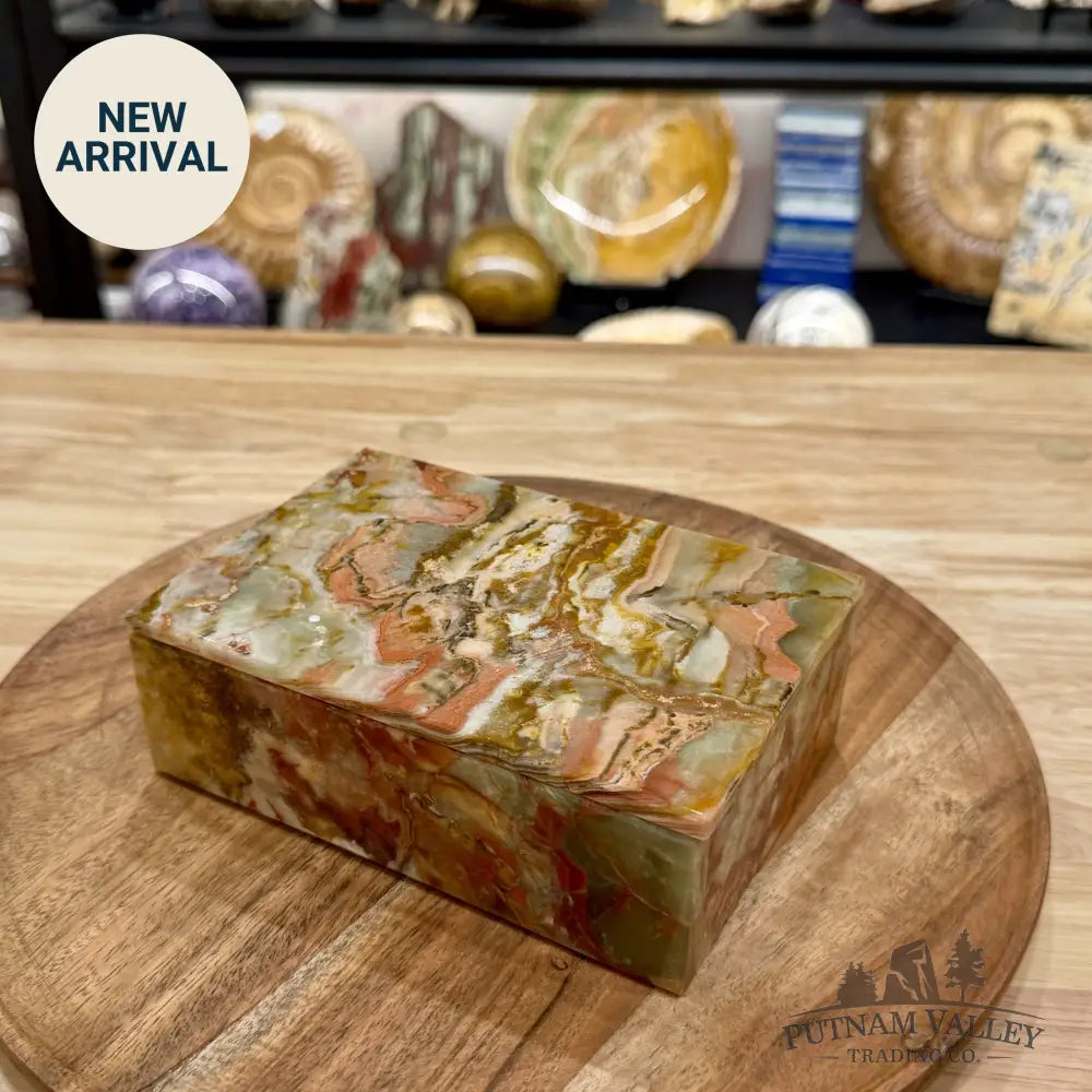 Green Banded Calcite Rectangle Box | Pakistan Onyx - Trinket Box
