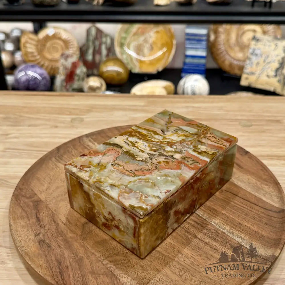 Green Banded Calcite Rectangle Box | Pakistan Onyx - Trinket Box