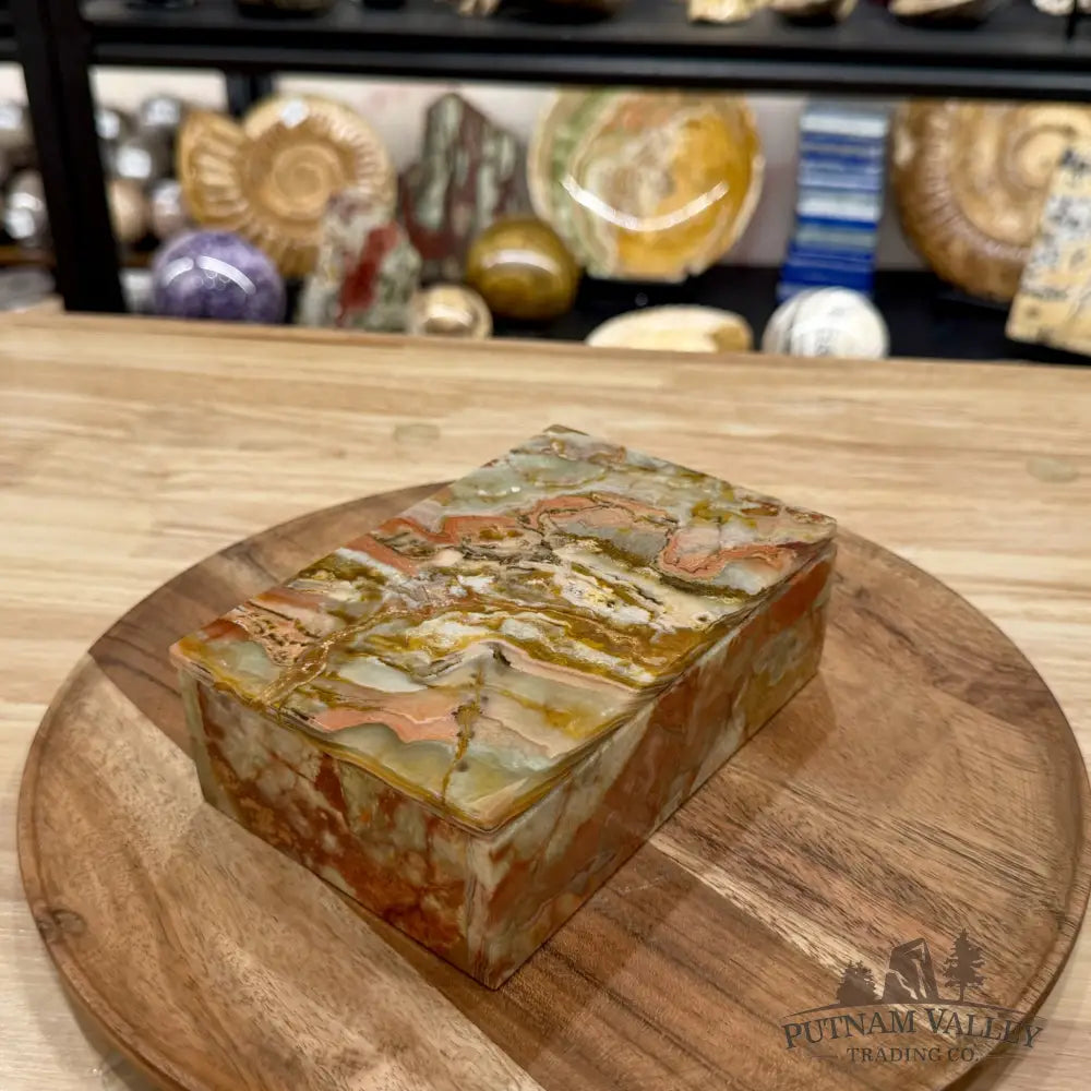Green Banded Calcite Rectangle Box | Pakistan Onyx - Trinket Box