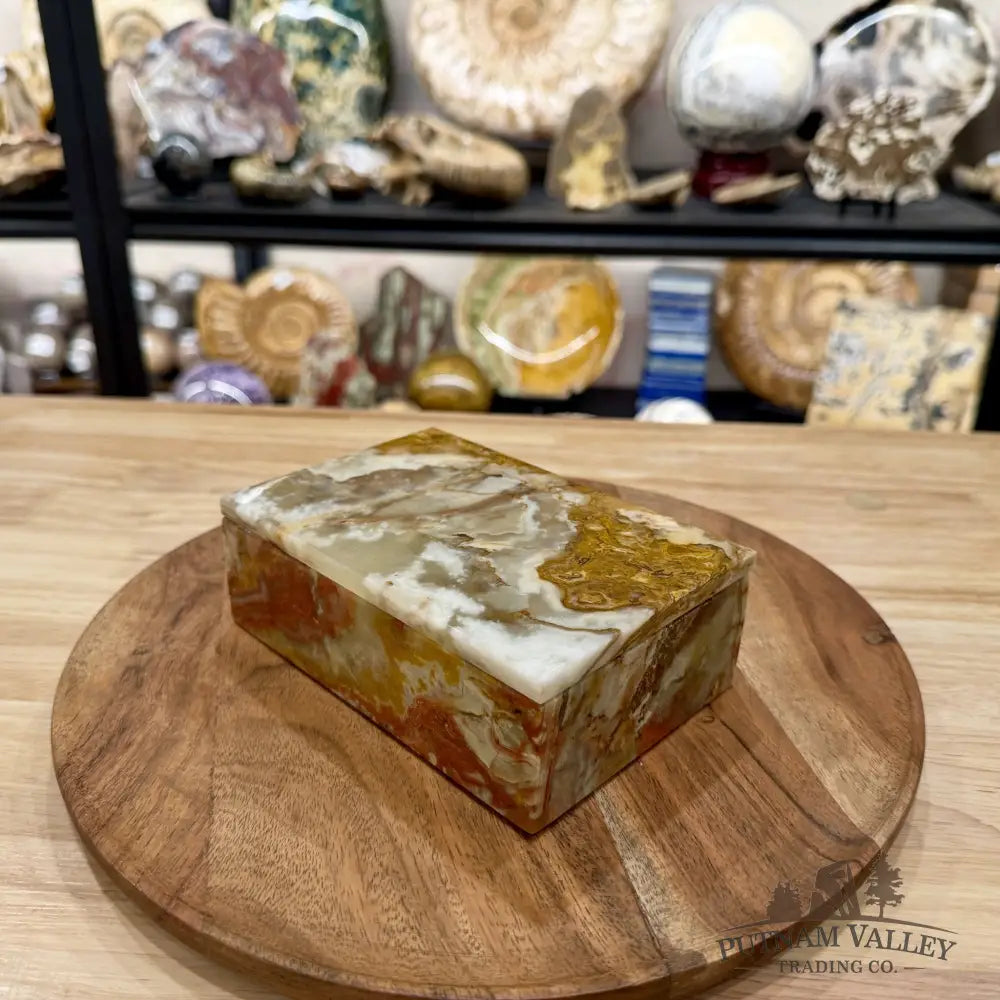 Green Banded Calcite Rectangle Box | Pakistan Onyx - Trinket Box