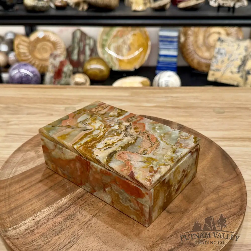 Green Banded Calcite Rectangle Box | Pakistan Onyx - Trinket Box