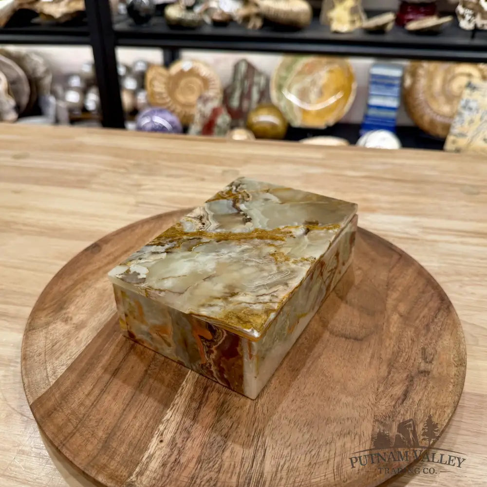 Green Banded Calcite Rectangle Box | Pakistan Onyx - Trinket Box
