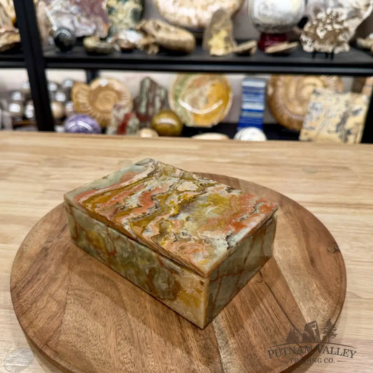 Green Banded Calcite Rectangle Box | Pakistan Onyx - Trinket Box