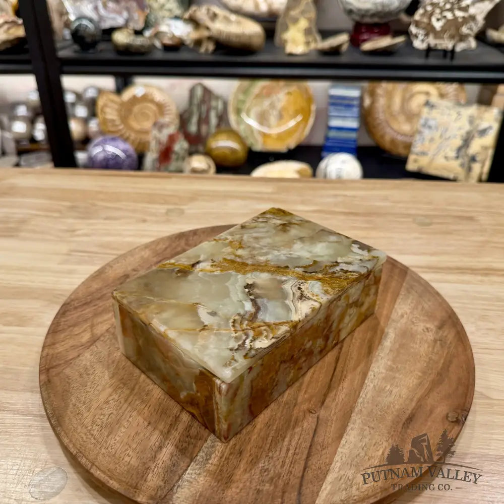 Green Banded Calcite Rectangle Box | Pakistan Onyx - Trinket Box
