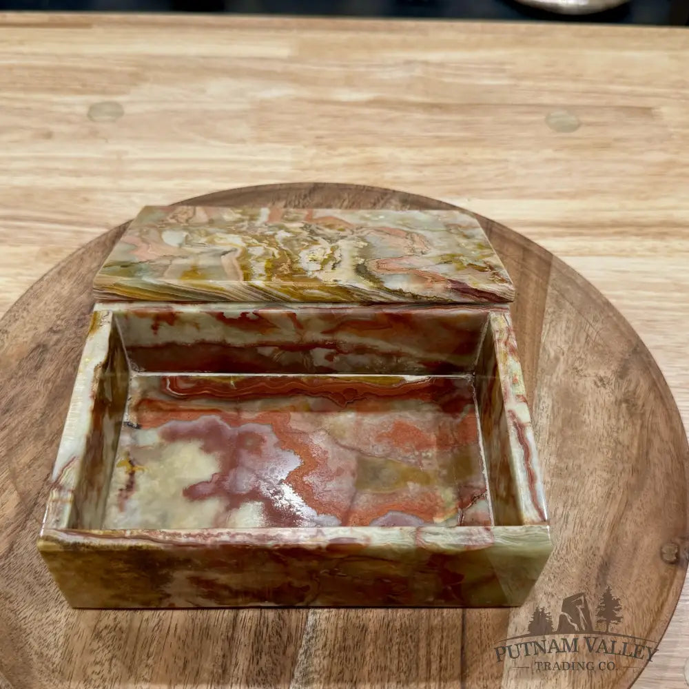 Green Banded Calcite Rectangle Box | Pakistan Onyx - Trinket Box