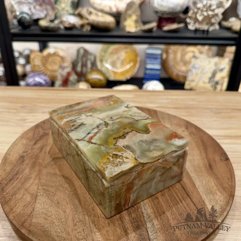 Green Banded Calcite Rectangle Box | Pakistan Onyx - Trinket Box