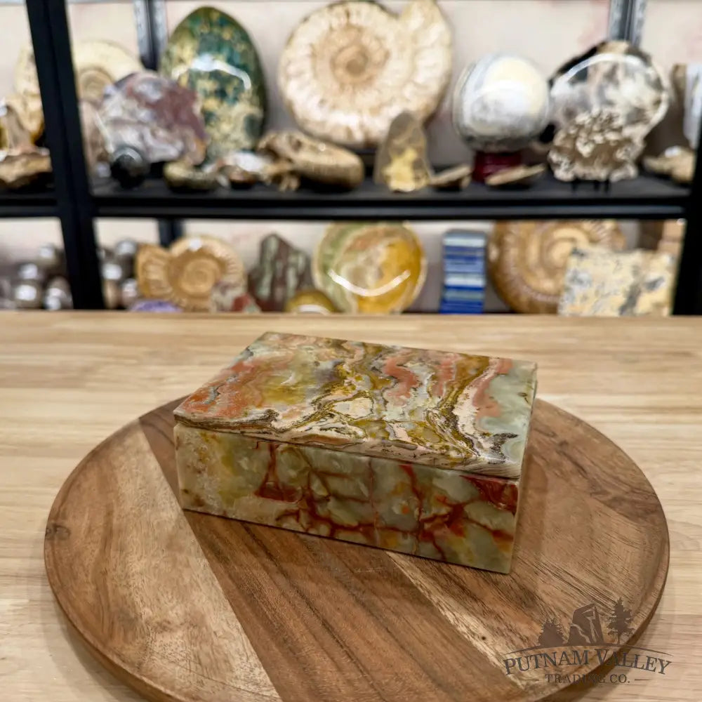 Green Banded Calcite Rectangle Box | Pakistan Onyx - Trinket Box