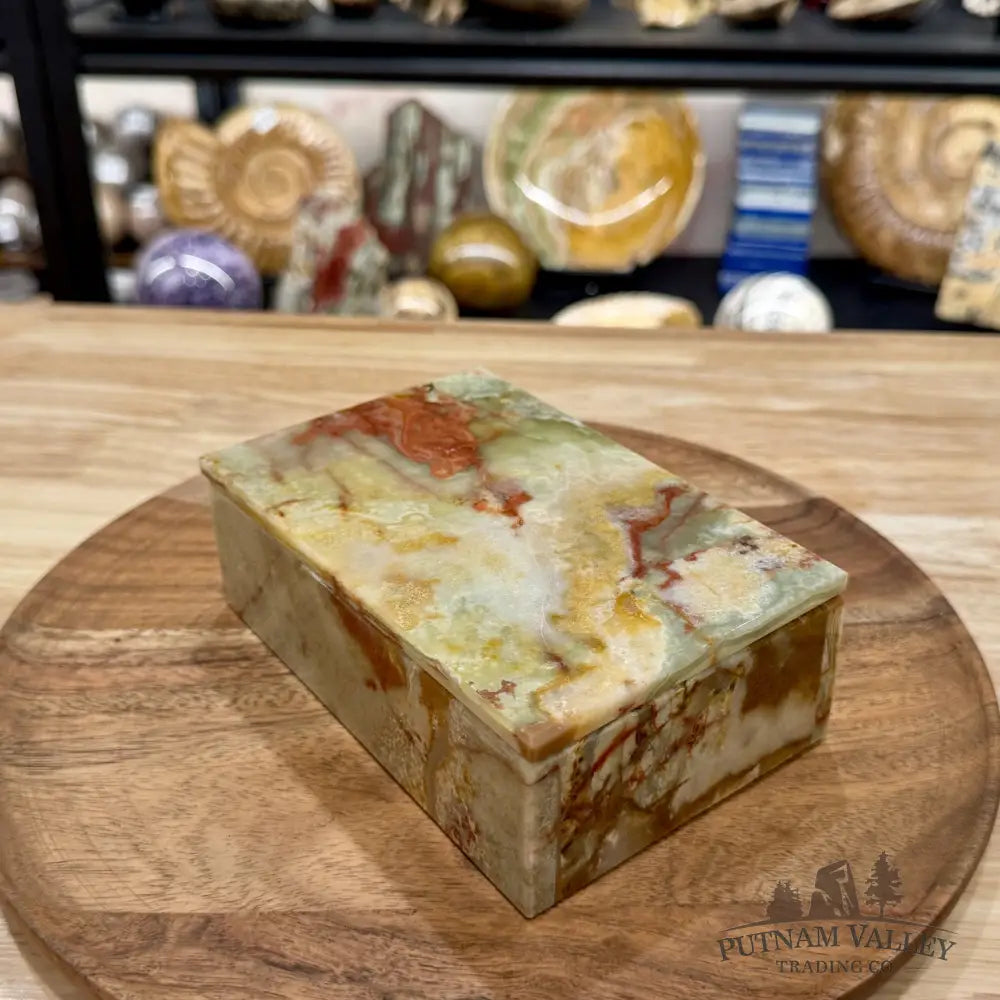 Green Banded Calcite Rectangle Box | Pakistan Onyx - Trinket Box