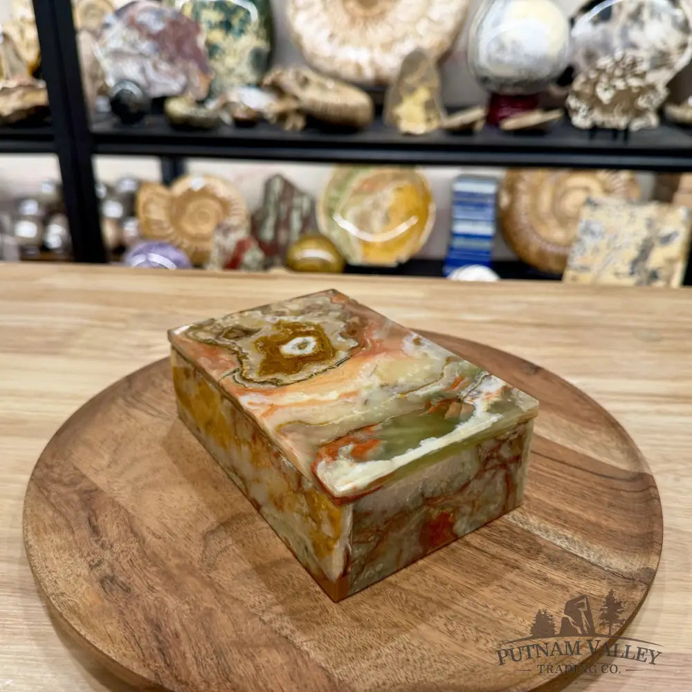 Green Banded Calcite Rectangle Box | Pakistan Onyx - Trinket Box