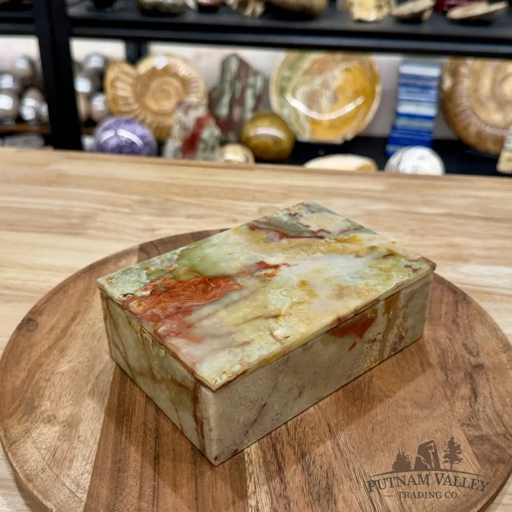 Green Banded Calcite Rectangle Box | Pakistan Onyx - Trinket Box