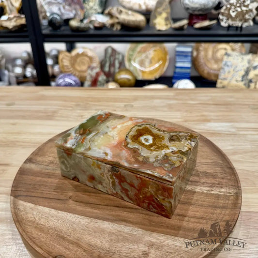 Green Banded Calcite Rectangle Box | Pakistan Onyx - Trinket Box