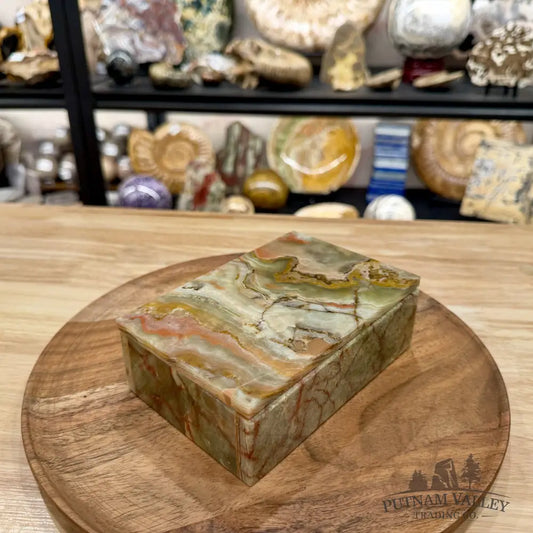 Green Banded Calcite Rectangle Box | Pakistan Onyx - Trinket Box