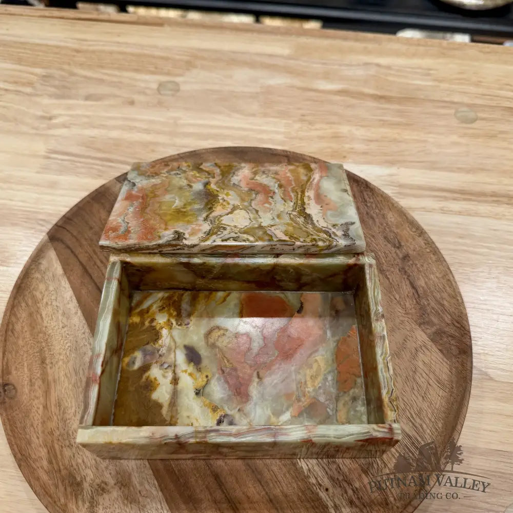 Green Banded Calcite Rectangle Box | Pakistan Onyx - Trinket Box