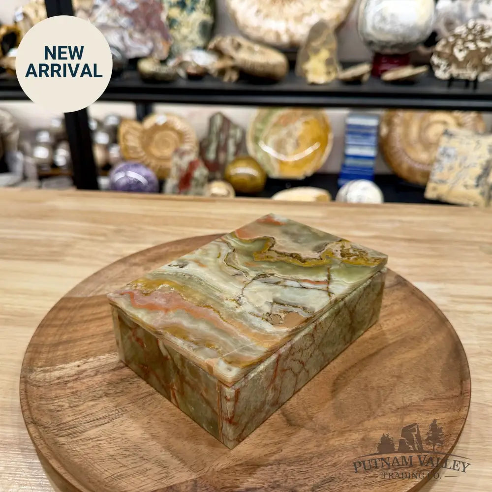 Green Banded Calcite Rectangle Box | Pakistan Onyx - Trinket Box