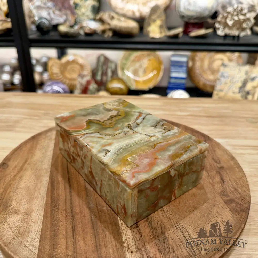Green Banded Calcite Rectangle Box | Pakistan Onyx - Trinket Box