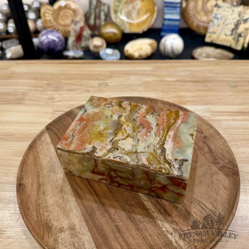 Green Banded Calcite Rectangle Box | Pakistan Onyx - Trinket Box